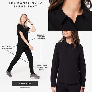 Rare 🖤🦄 Figs Scrubs Watamu Top & Kanye Moto Pant